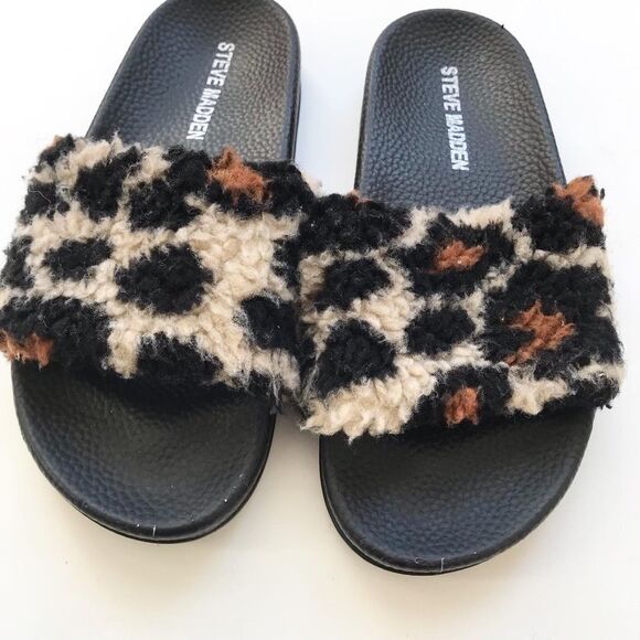 Steve Madden faux shearling-trim leopard slippers GUC size 13 - Picture 2 of 8